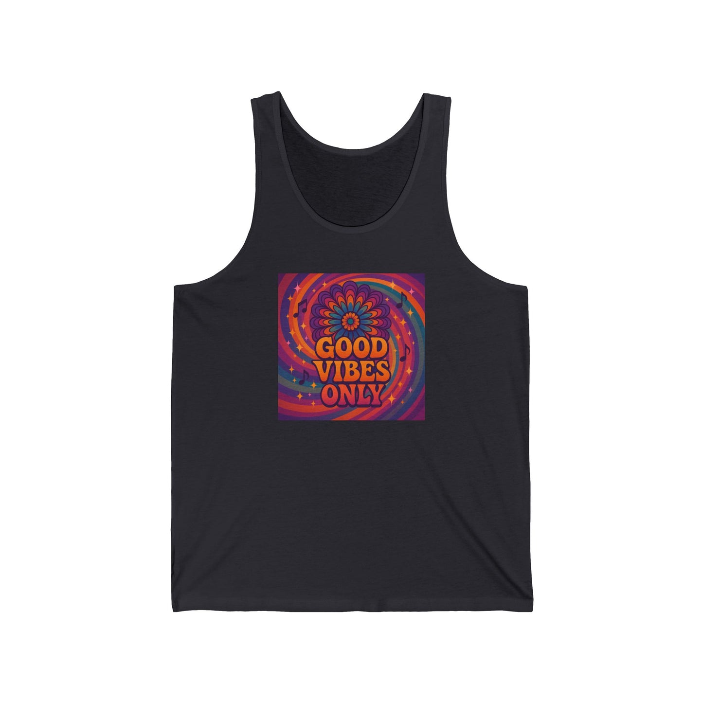 Good Vibes Only Tank Top – Retro Boho Sleeveless Shirt for Festival & Summer | Spiral Daisy Designs