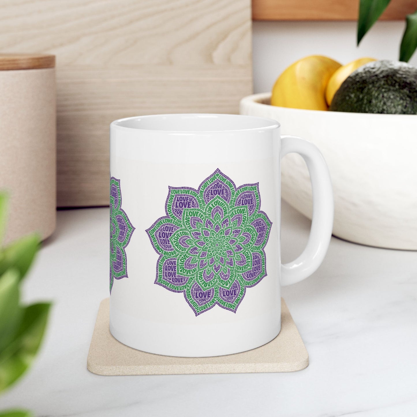 Mandala Love Ceramic Mug | Perfect Gift for Tea & Coffee Lovers, Meditation, Bohemian Decor, Birthday & Anniversary