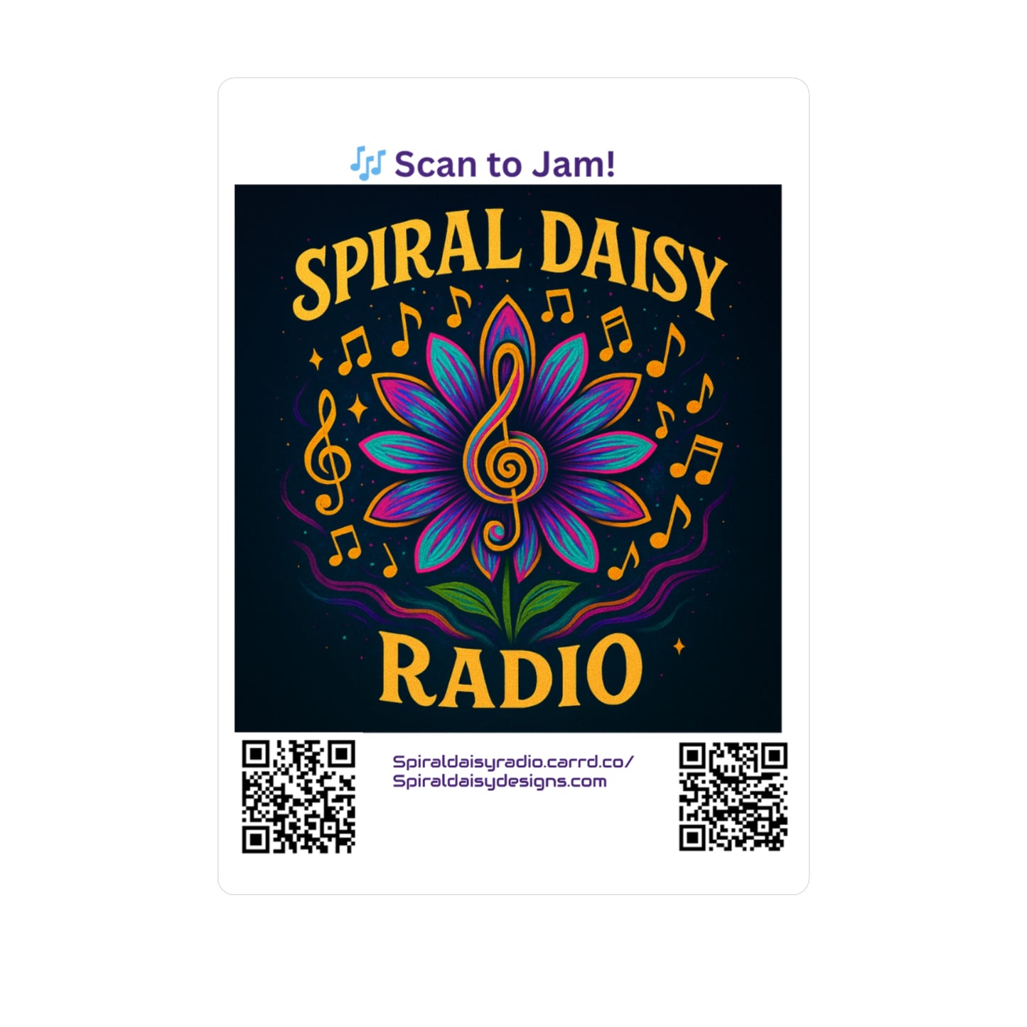 Spiral Daisy Radio Vinyl Decals | Decorative Music Stickers for Home, Car, Laptop, Gift, Party Decor