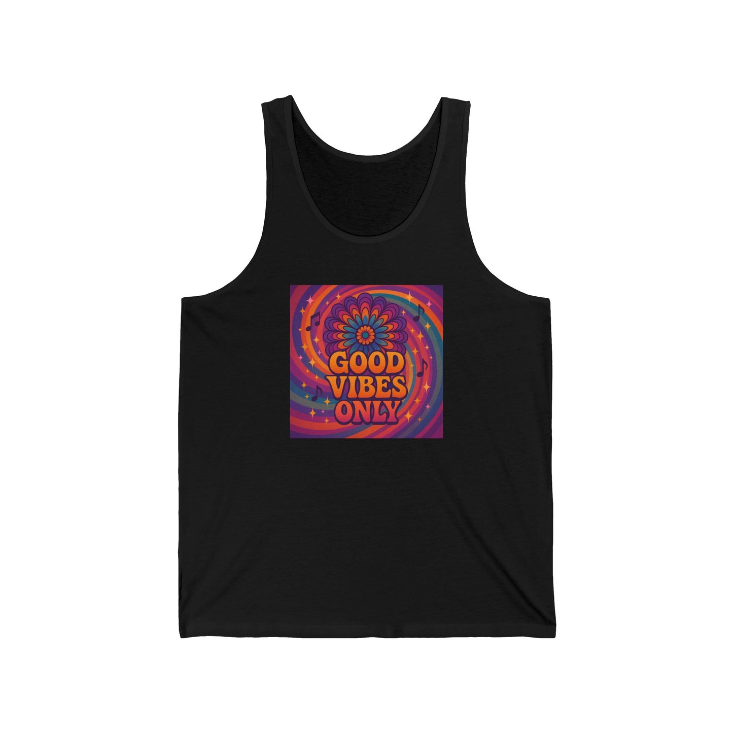 Good Vibes Only Tank Top – Retro Boho Sleeveless Shirt for Festival & Summer | Spiral Daisy Designs