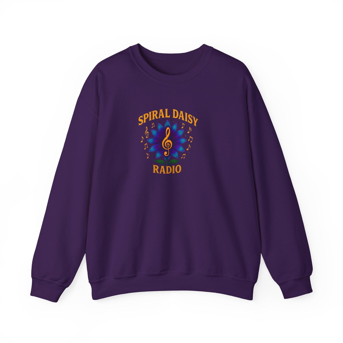 Spiral Daisy Radio Sweatshirt, Cozy Unisex Crewneck, Music Lover Gift, Perfect for Festivals, Relaxing Days, Casual Wear