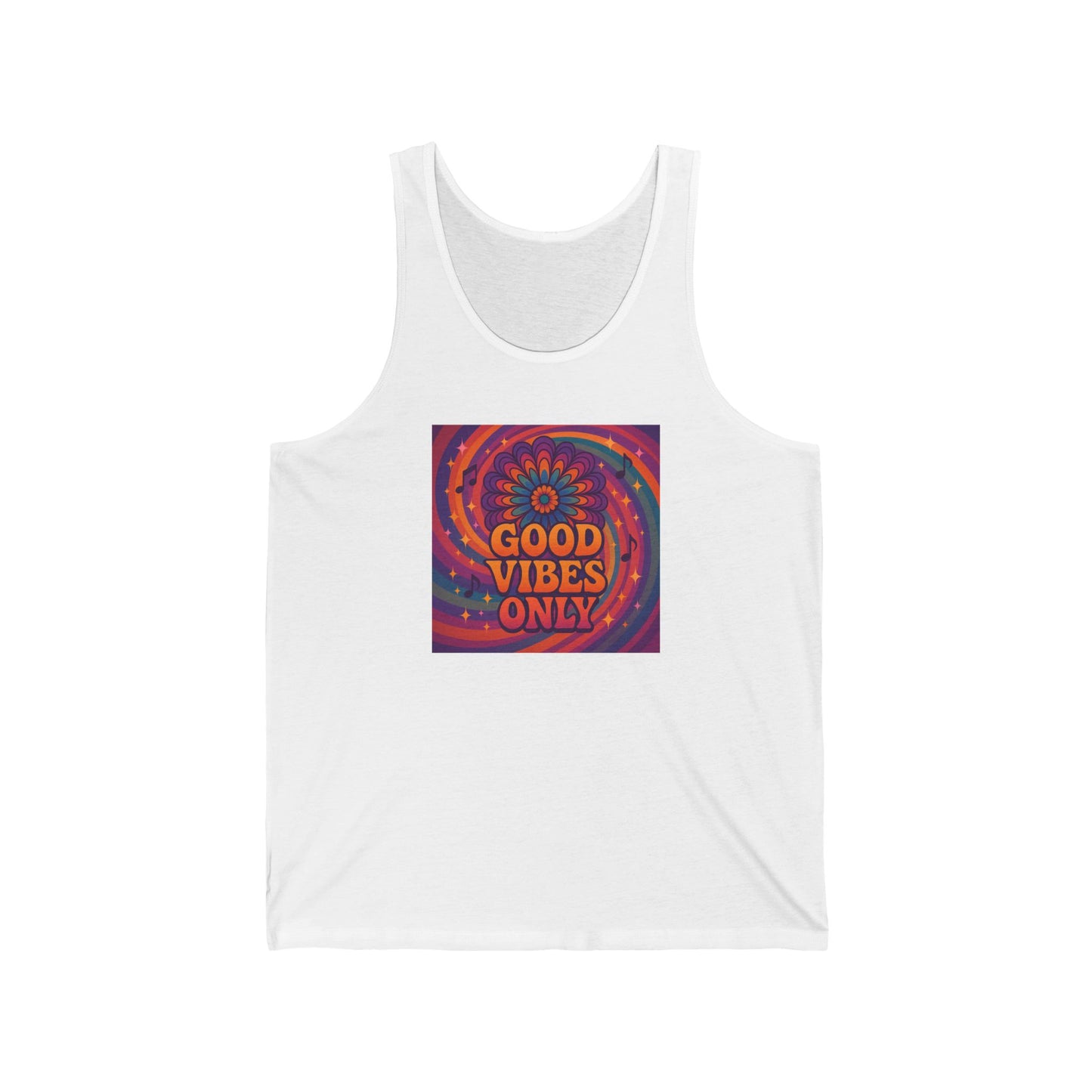 Good Vibes Only Tank Top – Retro Boho Sleeveless Shirt for Festival & Summer | Spiral Daisy Designs