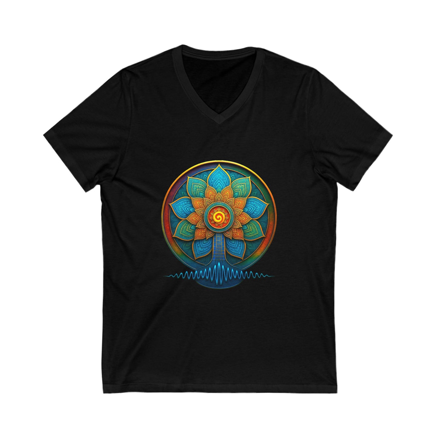 Bohemian Chakra V-Neck Tee, Yoga Shirt, Spiritual Gift, Unisex Tee, Mindfulness Apparel, Festival Wear, Meditation Top Petal to the Metal: Boho Beats Blooming