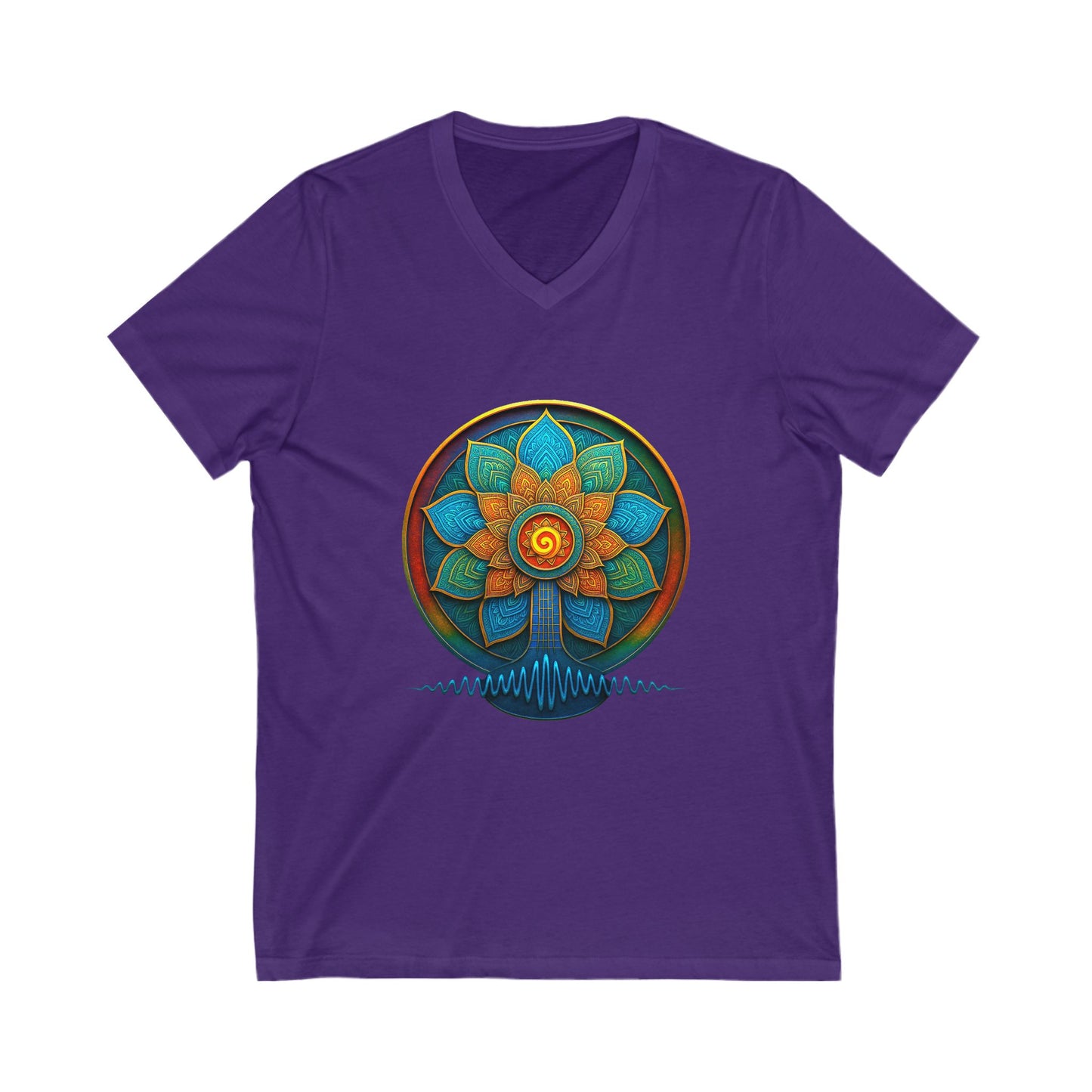 Bohemian Chakra V-Neck Tee, Yoga Shirt, Spiritual Gift, Unisex Tee, Mindfulness Apparel, Festival Wear, Meditation Top Petal to the Metal: Boho Beats Blooming