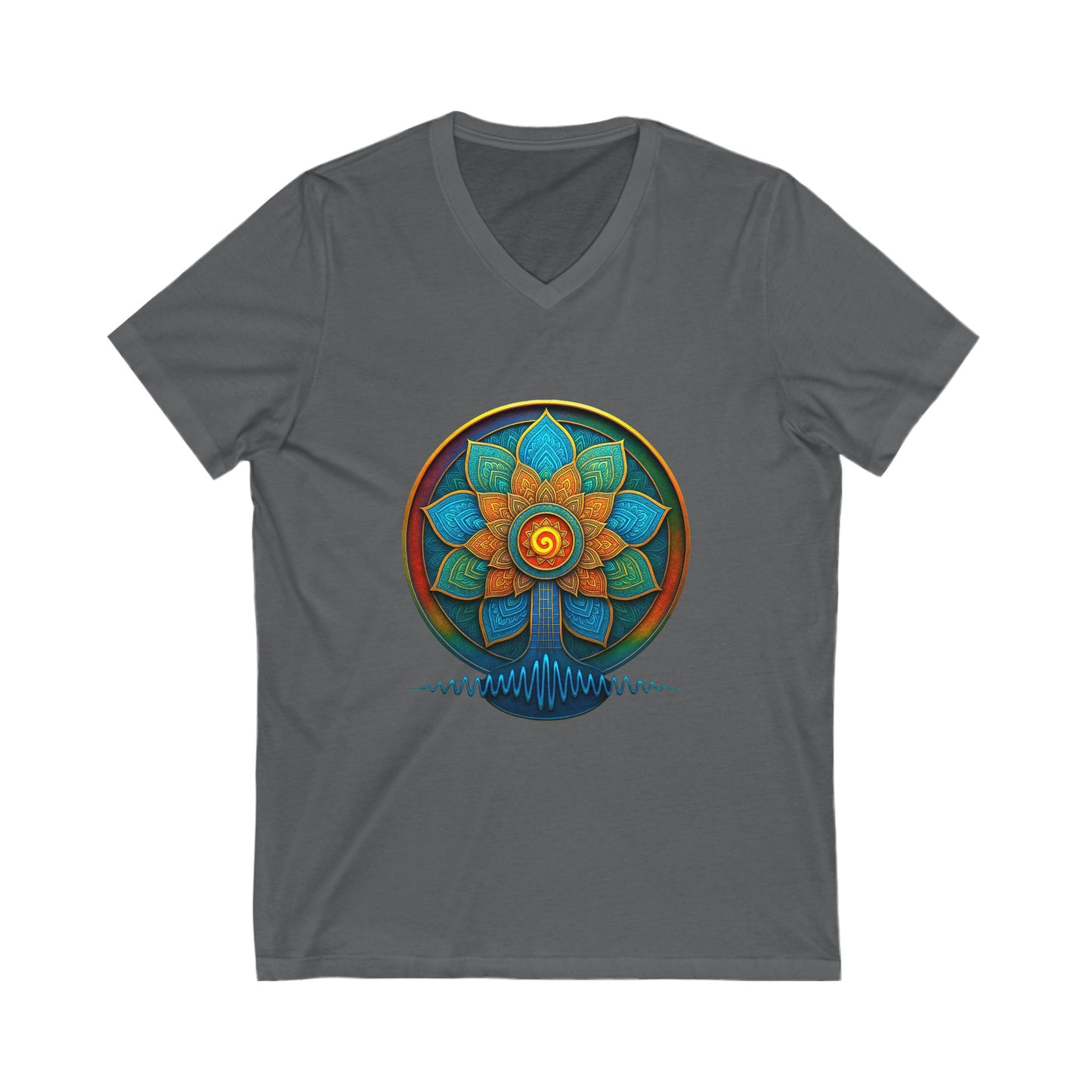 Bohemian Chakra V-Neck Tee, Yoga Shirt, Spiritual Gift, Unisex Tee, Mindfulness Apparel, Festival Wear, Meditation Top Petal to the Metal: Boho Beats Blooming