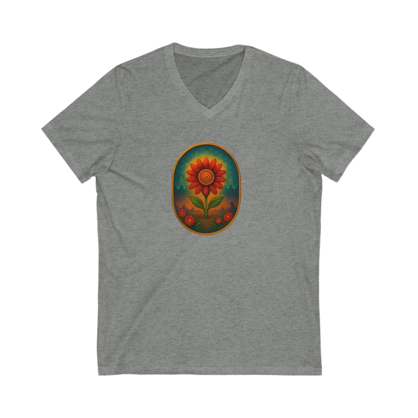 Red Spiral Daisy Women's Tee – Psychedelic Floral Festival Shirt