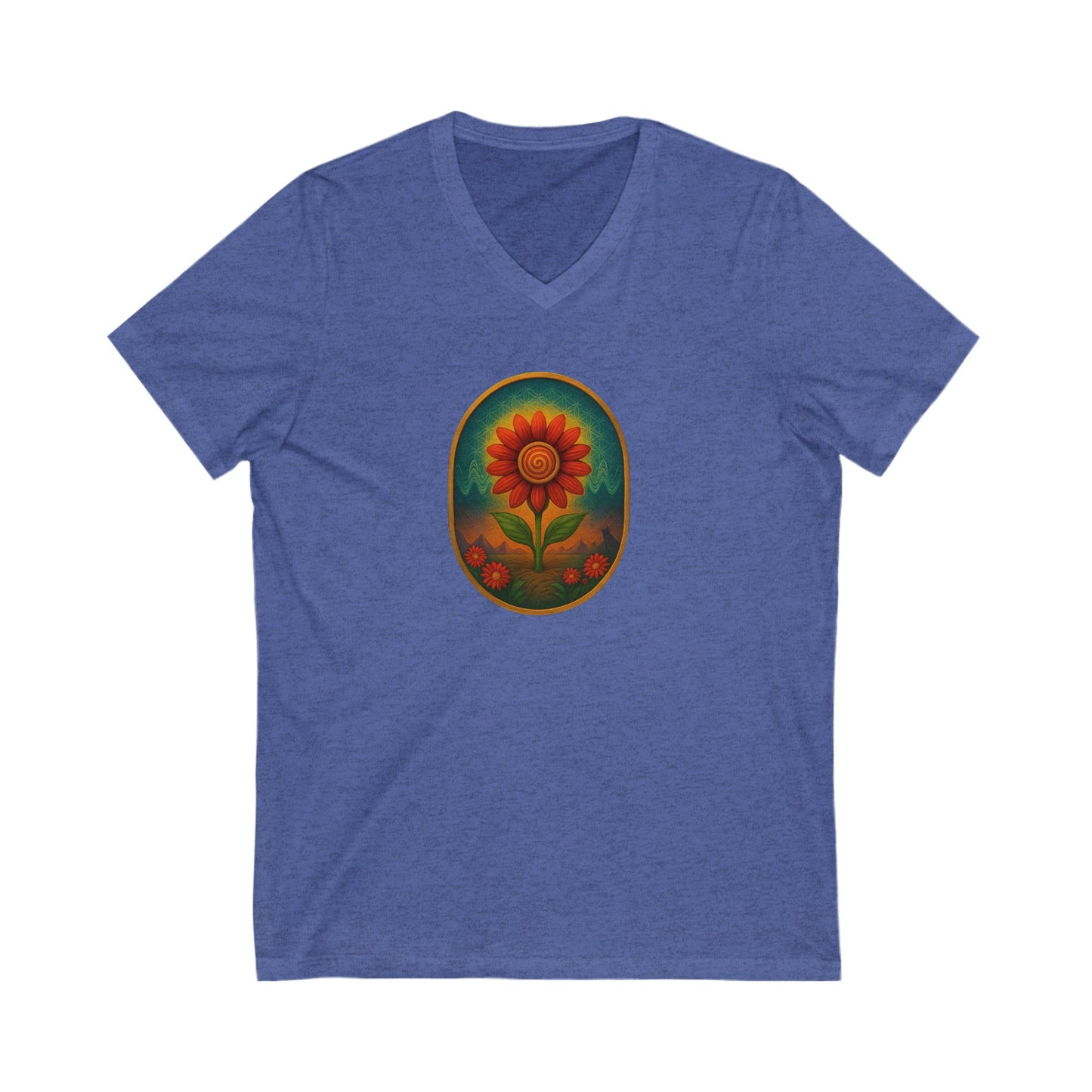 Red Spiral Daisy Women's Tee – Psychedelic Floral Festival Shirt