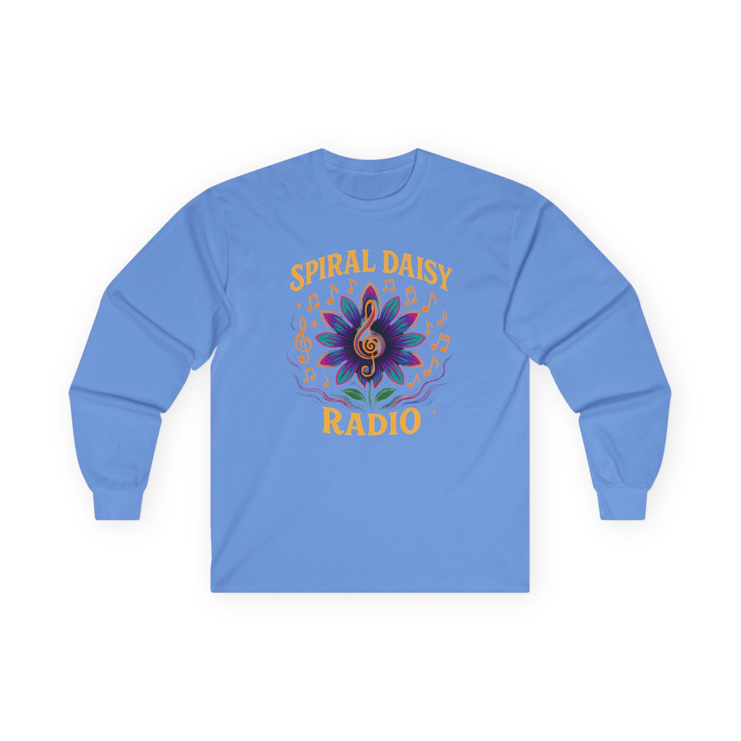 Spiral Daisy Radio Long Sleeve Tee - Music Lover Gift, Vintage Style Shirt, Unisex, Perfect for Festivals, Casual Wear, Birthday Present