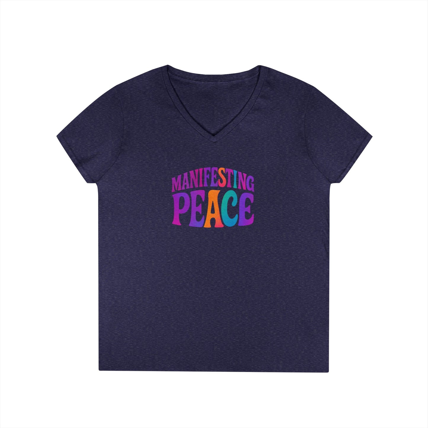 Manifesting Peace V-Neck T-Shirt, Inspirational Tee, Gift for Her, Casual Wear, Mindfulness Apparel, Positive Vibes