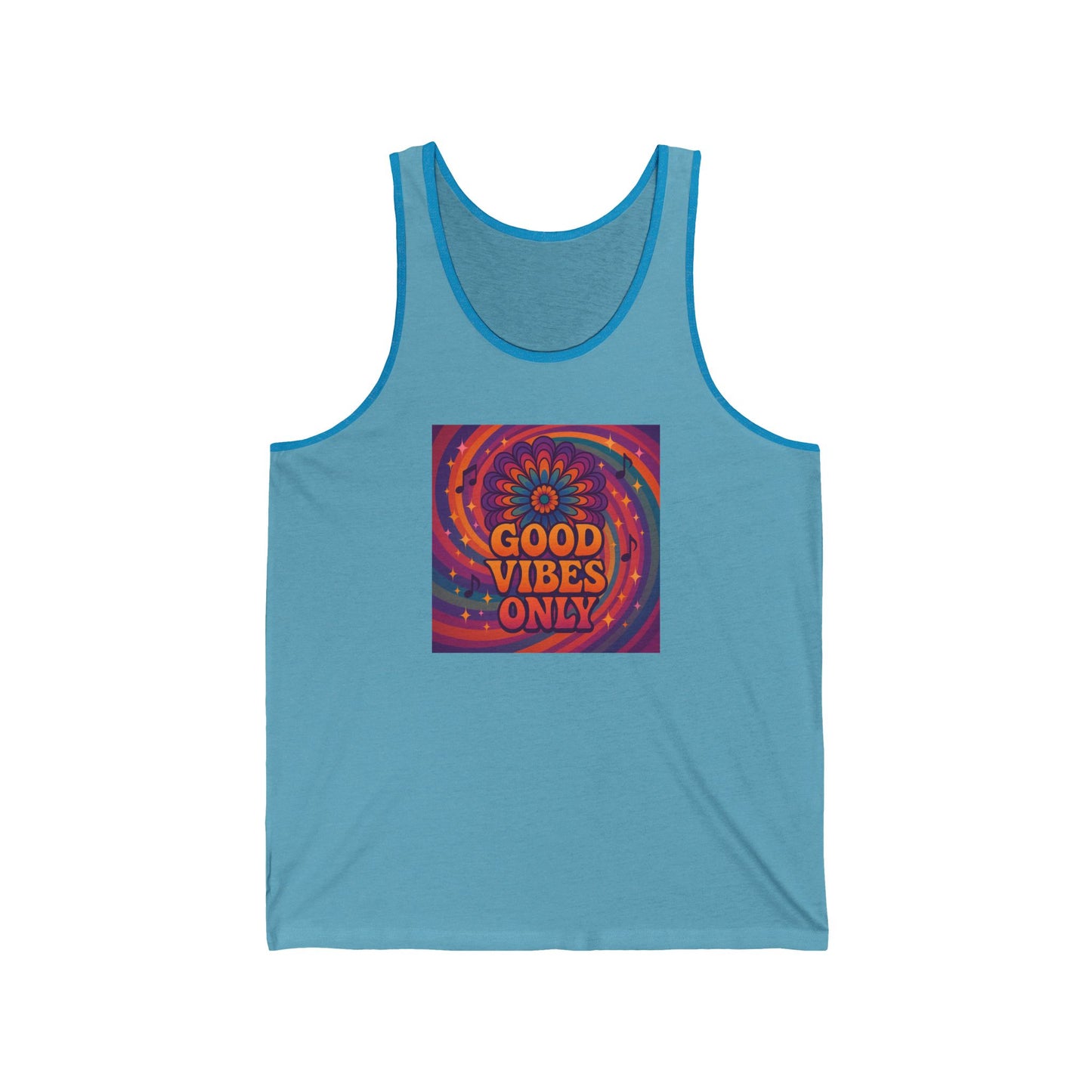 Good Vibes Only Tank Top – Retro Boho Sleeveless Shirt for Festival & Summer | Spiral Daisy Designs