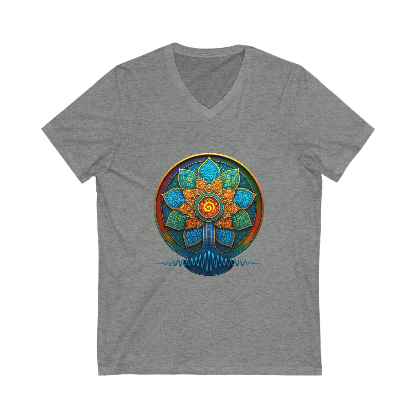 Bohemian Chakra V-Neck Tee, Yoga Shirt, Spiritual Gift, Unisex Tee, Mindfulness Apparel, Festival Wear, Meditation Top Petal to the Metal: Boho Beats Blooming