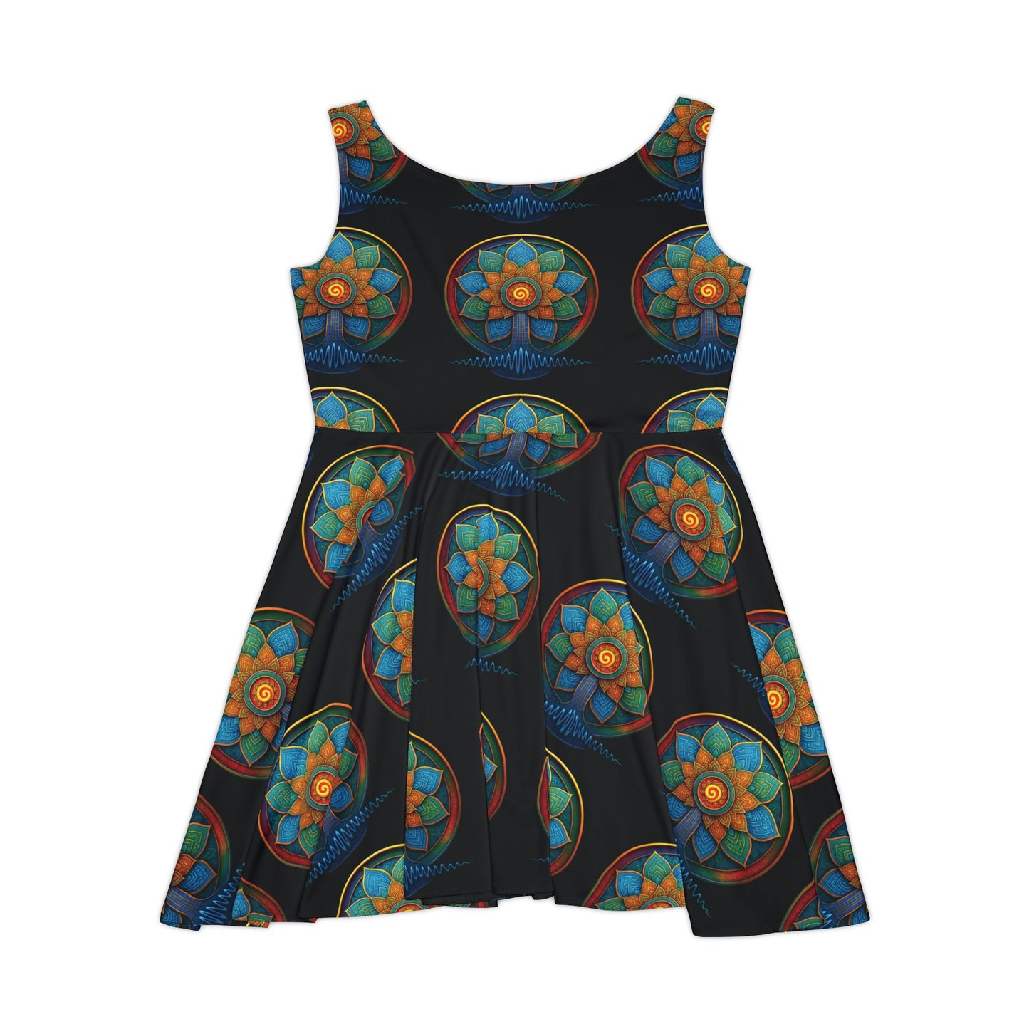 Skater Dress - Vibrant Original Artwork Spiral Daisy Dress