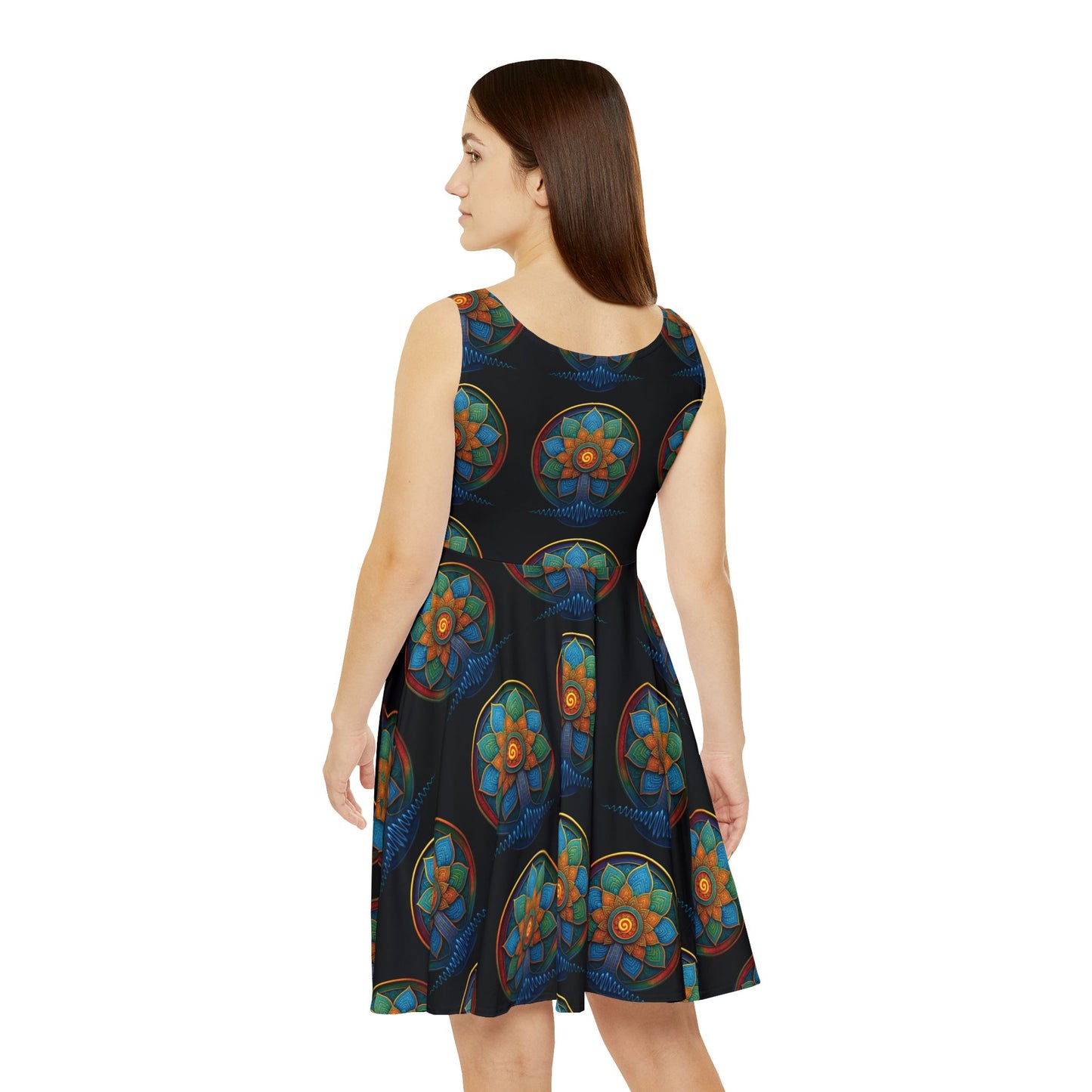 Skater Dress - Vibrant Original Artwork Spiral Daisy Dress