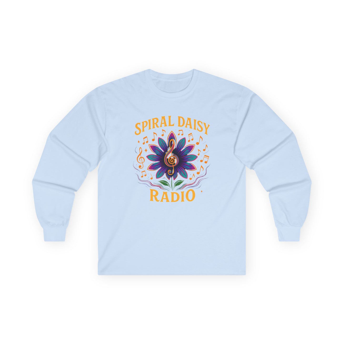 Spiral Daisy Radio Long Sleeve Tee - Music Lover Gift, Vintage Style Shirt, Unisex, Perfect for Festivals, Casual Wear, Birthday Present