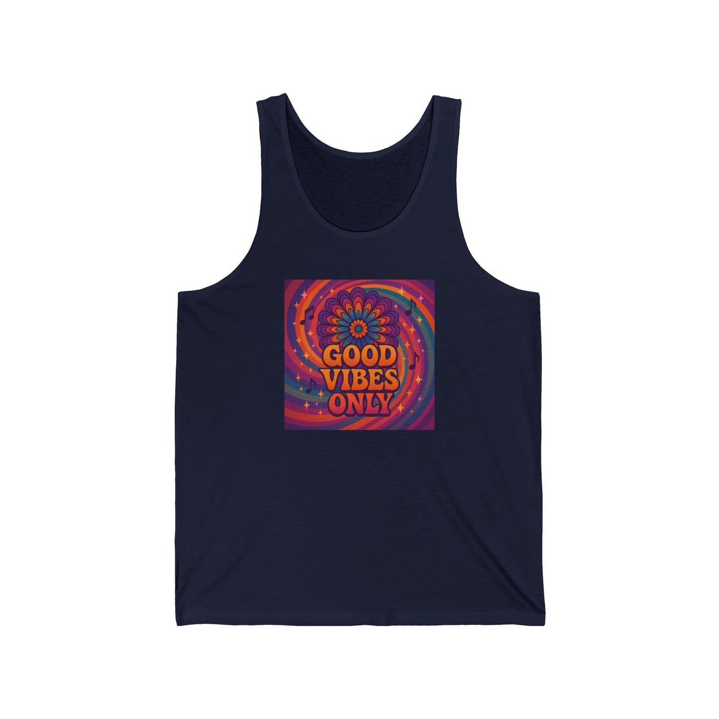 Good Vibes Only Tank Top – Retro Boho Sleeveless Shirt for Festival & Summer | Spiral Daisy Designs
