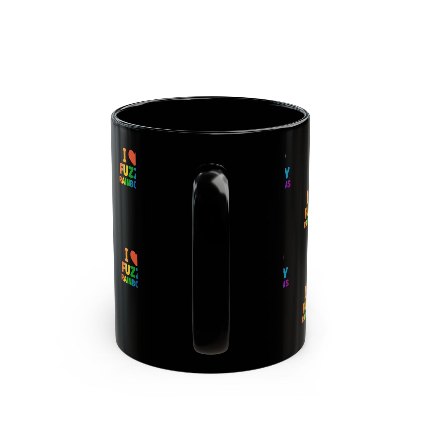 I Love Fuzzy Rainbows Mug - Colorful Black Coffee Cup for Gift, Home, Office, Rainbow Lovers, Unique Drinkware