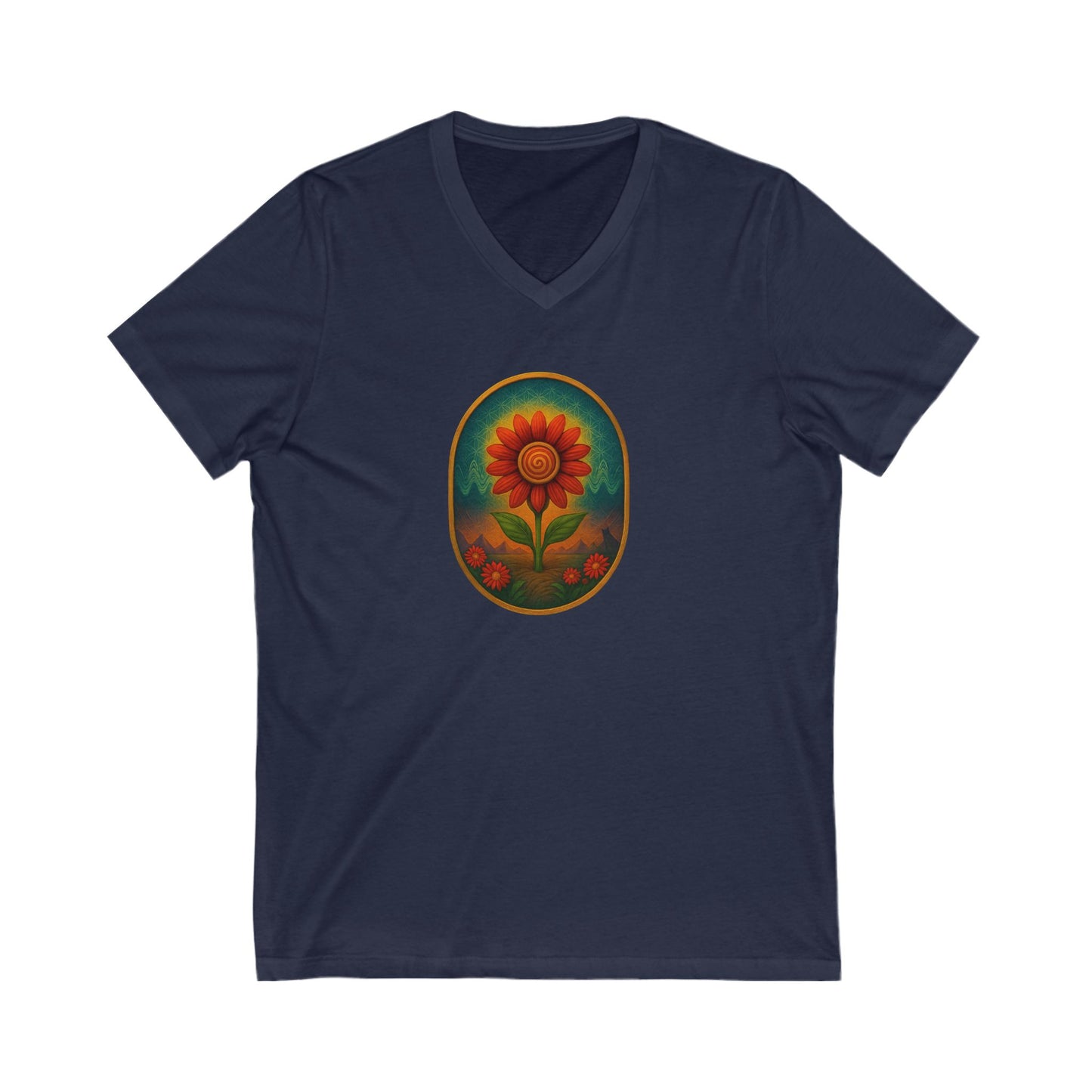 Red Spiral Daisy Women's Tee – Psychedelic Floral Festival Shirt