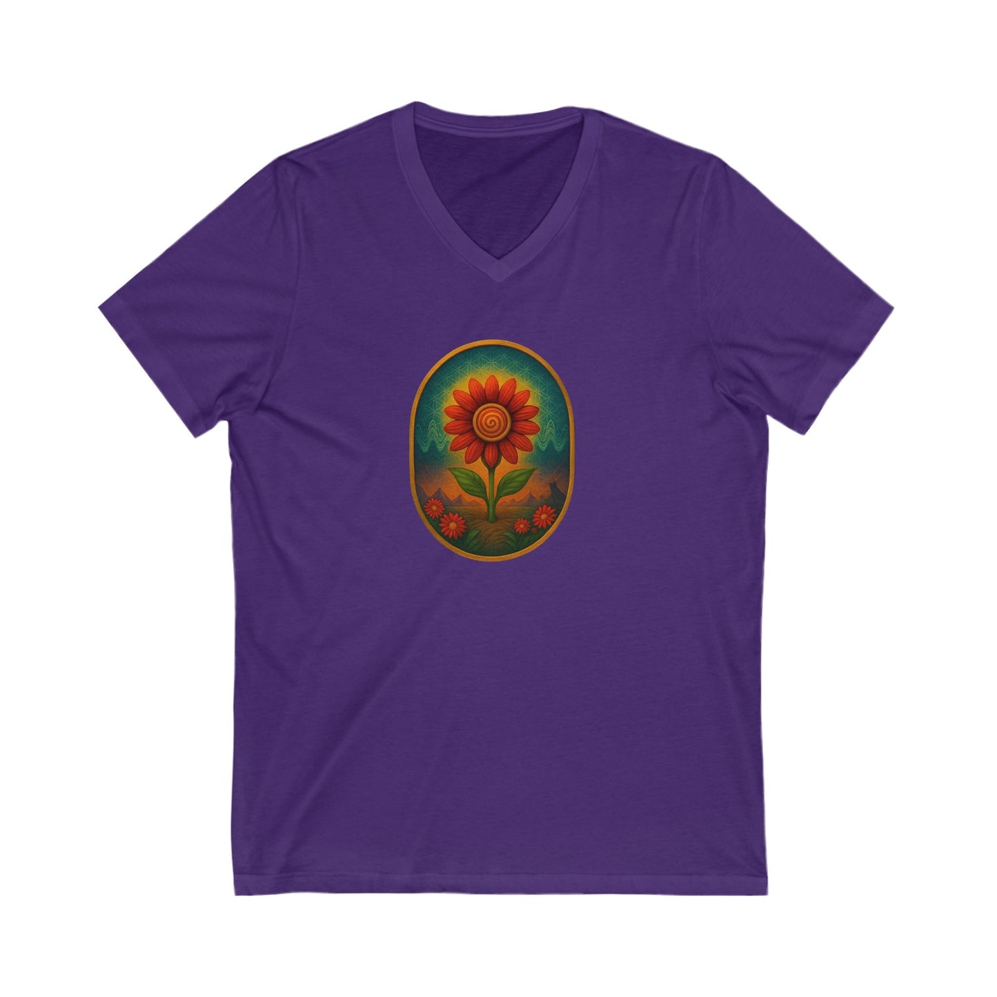 Red Spiral Daisy Women's Tee – Psychedelic Floral Festival Shirt