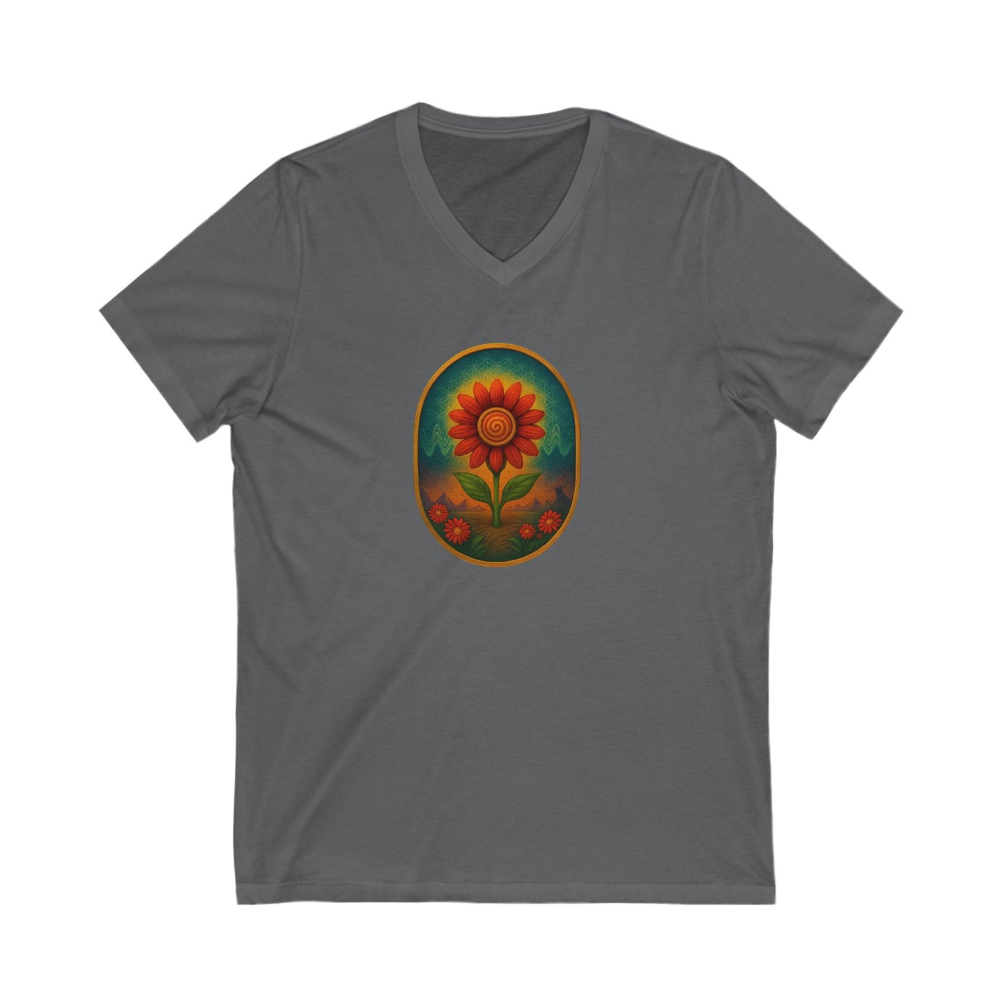 Red Spiral Daisy Women's Tee – Psychedelic Floral Festival Shirt