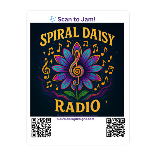 Spiral Daisy Radio Vinyl Decals | Decorative Music Stickers for Home, Car, Laptop, Gift, Party Decor