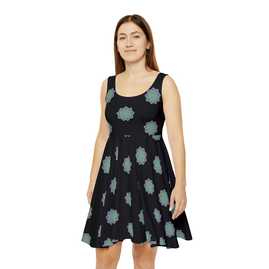 Bohemian Floral Skater Dress, Casual Summer Dress, Festival Outfit, Everyday Wear, Vacation Style, Unique Gift