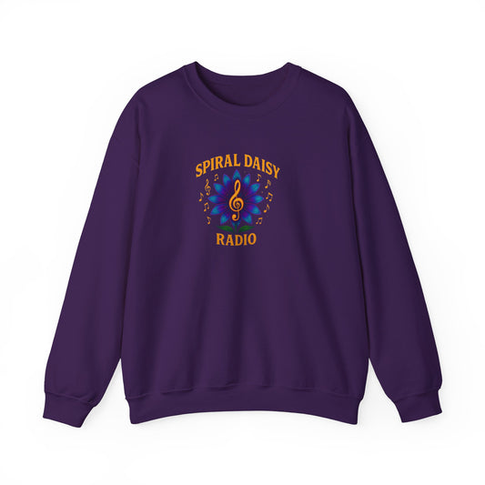 Spiral Daisy Radio Sweatshirt, Cozy Unisex Crewneck, Music Lover Gift, Perfect for Festivals, Relaxing Days, Casual Wear