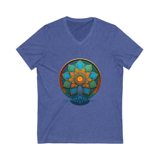 Bohemian Chakra V-Neck Tee, Yoga Shirt, Spiritual Gift, Unisex Tee, Mindfulness Apparel, Festival Wear, Meditation Top Petal to the Metal: Boho Beats Blooming
