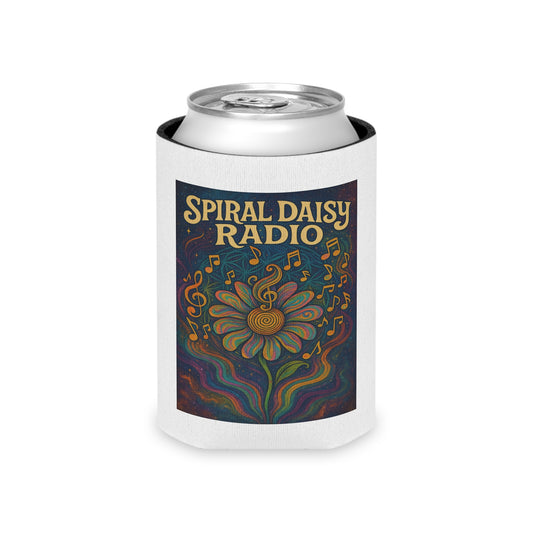 Spiral Daisy Radio Can Cooler, Vibrant Drink Insulator for Music Lovers, Perfect for Parties, Festivals, and Outdoor Events