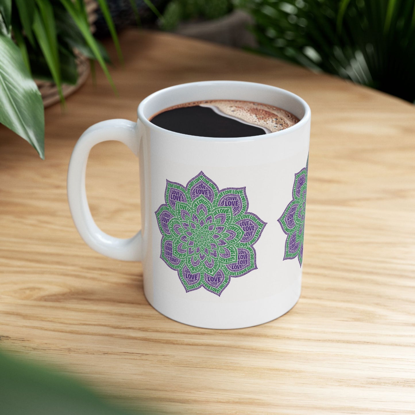 Mandala Love Ceramic Mug | Perfect Gift for Tea & Coffee Lovers, Meditation, Bohemian Decor, Birthday & Anniversary